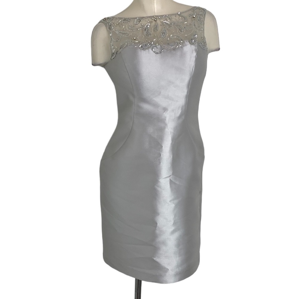 Social Occassions By Mon Cheri Silver Dress Size 8
